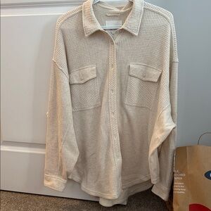 Aerie Cream Waffle Knit Top